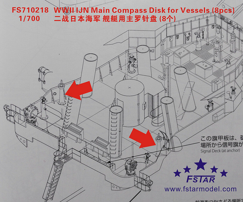 Fivestar 1/700 WWII IJN Main Compass Disk for Vessels (8pcs) FS710218 — scale model kit