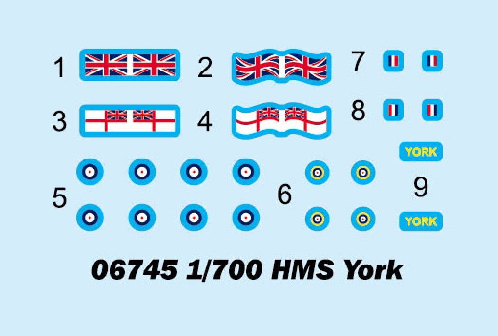 Trumpeter 06745 1/700 HMS York Plastic Model Warship Kit — detail view 4
