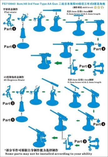 Five Star FS710043 1/700 IJN 8cm/40 3rd Year Type AA Gun (4 set)