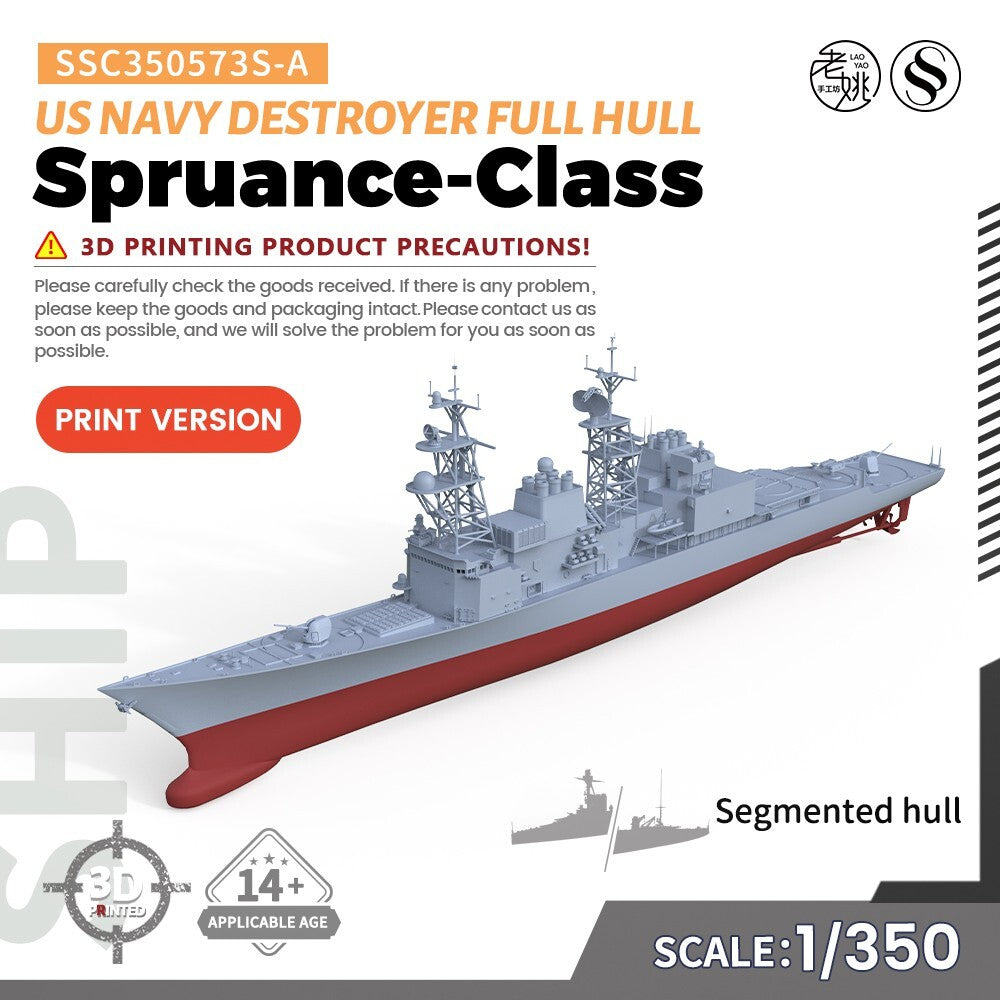 SSMODEL SSC350573S-A 1/350 Model US Navy Spruance-Class Destroyer FULL HULL — scale model kit
