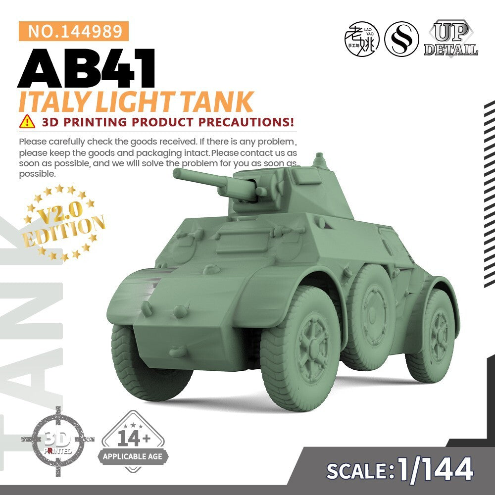 SSMODEL SS144989 1/144 Military Model Kit Italy AB41 Light Tank