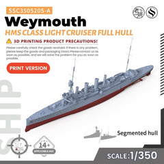 SSMODEL SSC350520S-A V1.7 1/350 Model HMS Weymouth Class Light Cruiser FULL HULL