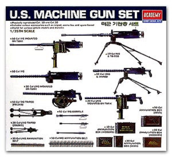 Academy AC13262 1/35 US MACHINE GUN SET Plastic model — detail view 2