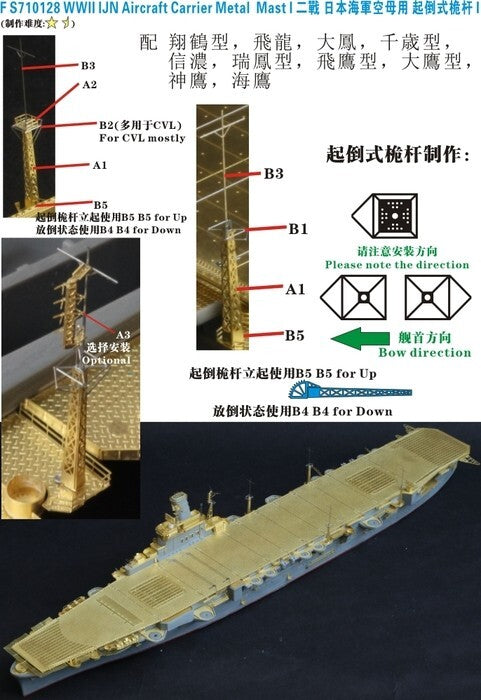 Fivestar FS710128 1/700 WWII IJN Aircraft Carrier Main Mast I