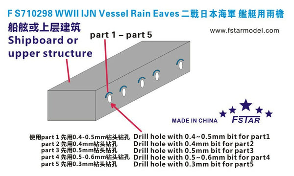 Fivestar PE 1/700 WWII IJN Rain Eaves for Vessels FS710298