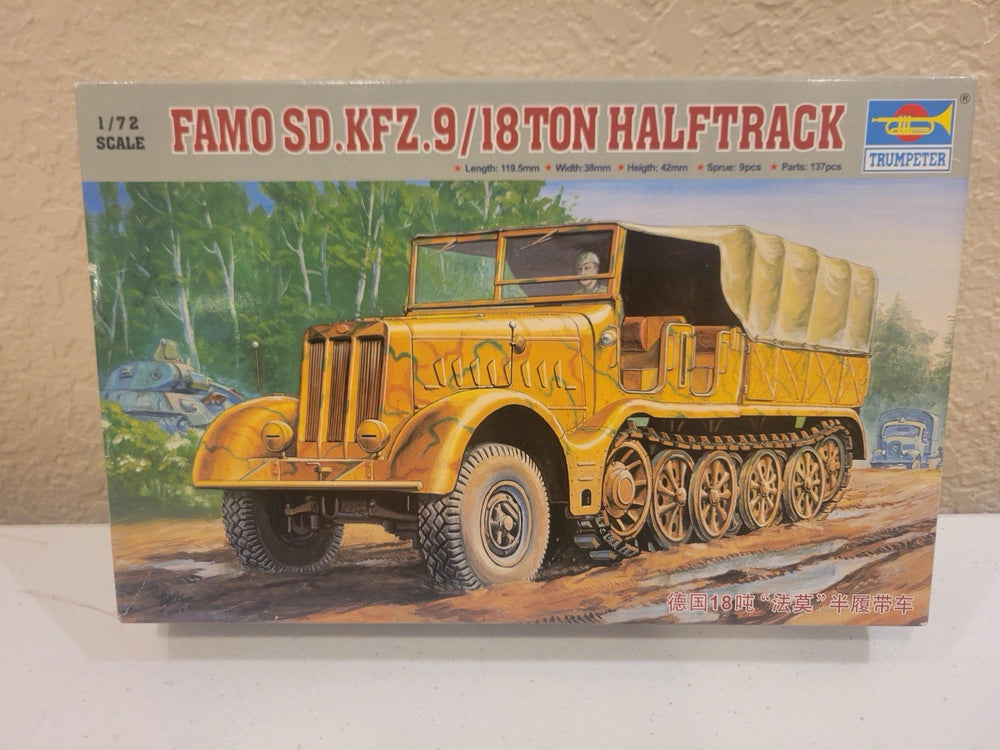TRUMPETER 1/72 Scale FAMO Sd KFZ 9/18 Ton Halftrack Model Kit #07203 ...
