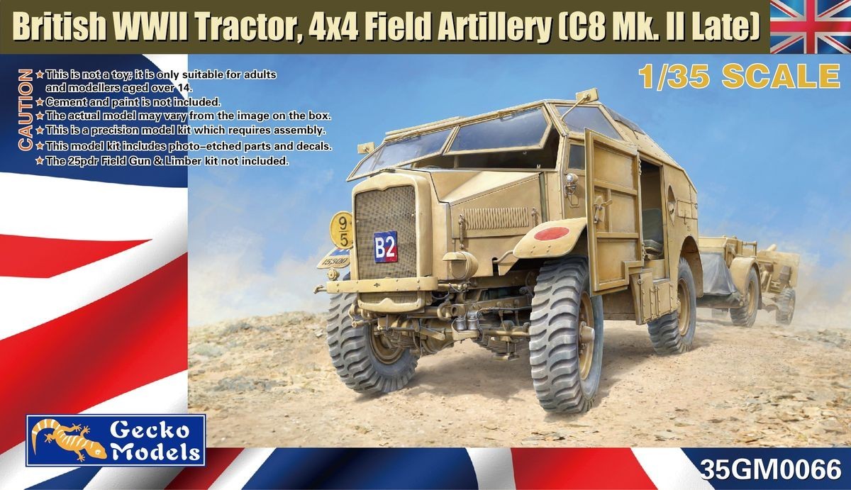 Gecko Models 35GM0066 1/35 British Tractor 4x4 Field Artillery (C8 Quad Mk.II) — scale model kit