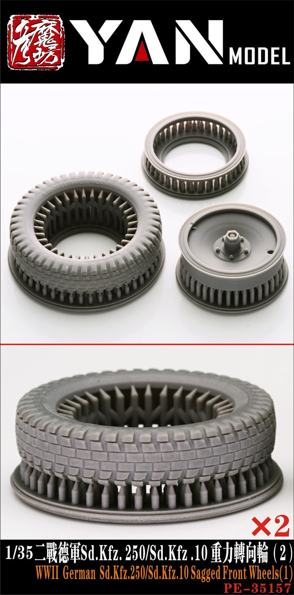 YAN MODEL PE35157 1/35 WWII German Sd.Kfz.250/Sd.Kfz.10 Sagged Front Wheels(2)