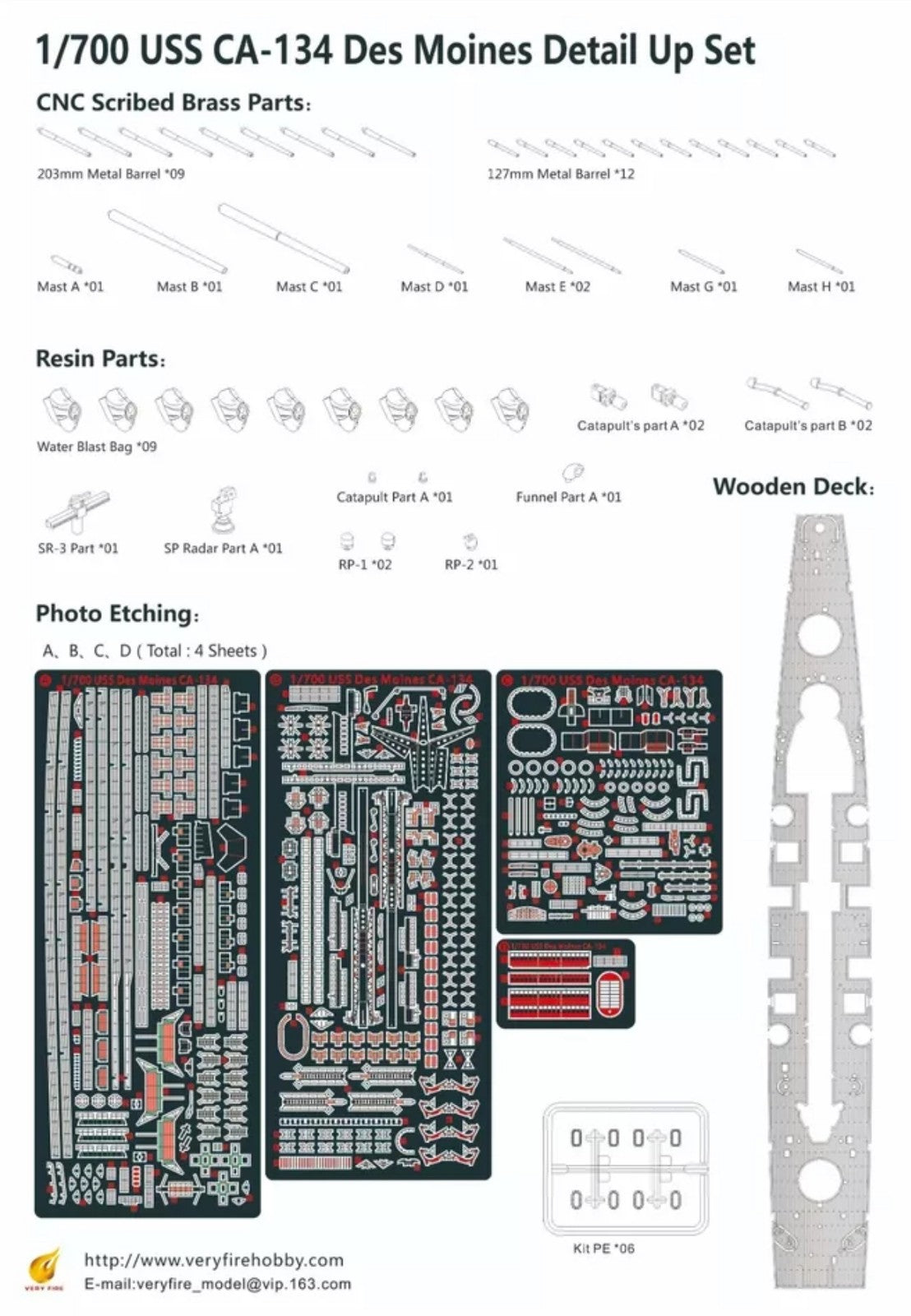 VERYFIRE VF700007 1:700 USS CA-134 Des Moines Detail Up Parts Set — detail view 3