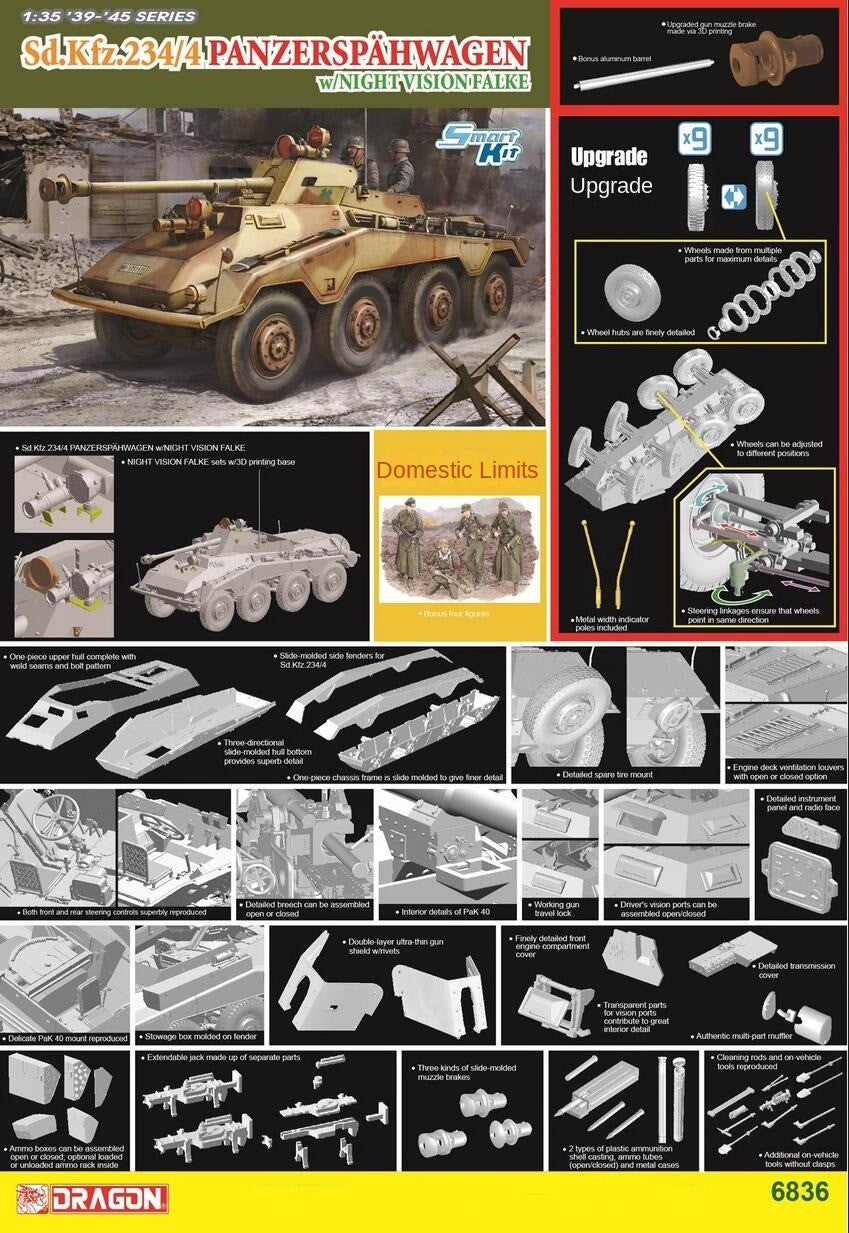 DRAGON 6836 1/35 Scale Sd.Kfz.234 Panzerspähwagen w/NV Falke Model Kit