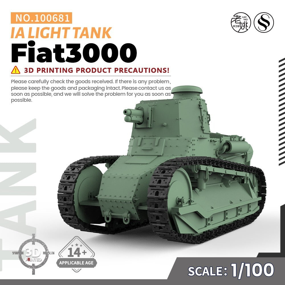 SSMODEL SS100681 1/100 15mm WarGaming Military Model Kit IA Fiat3000 Light Tank