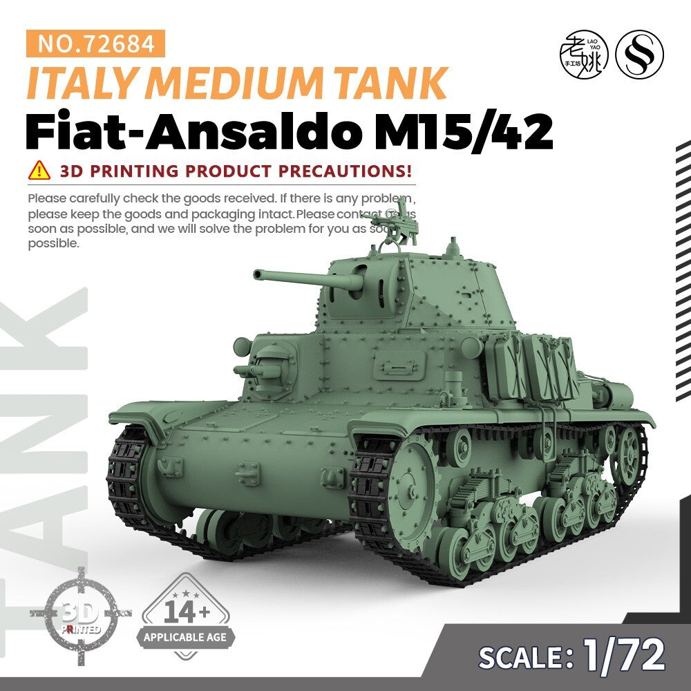 SSMODEL SS72684 1/72 25mm Military Model Italy Fiat-Ansaldo M15/42 Medium Tank