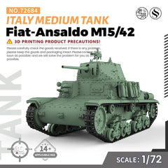 SSMODEL SS72684 1/72 25mm Military Model Italy Fiat-Ansaldo M15/42 Medium Tank