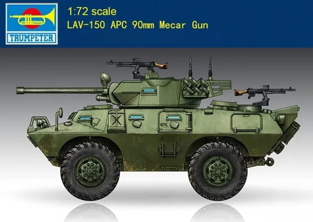 Trumpeter 07442 1/72 US. LAV-150 APC 90mm Mecar Gun Model Kit — scale model kit