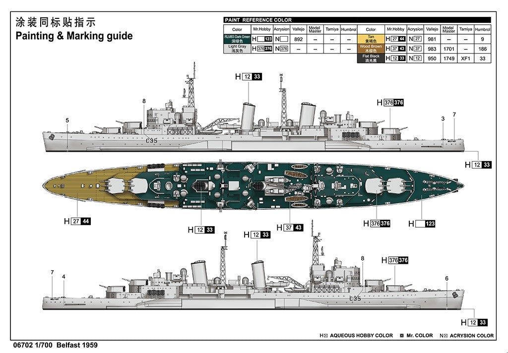 Trumpeter 06702 BELFAST 1959 1:700 Model Kit