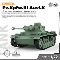 SSMODEL 72714 V1.9 1/72 25mm Military Model Kit Pz.Kpfw.III Ausf.K WOT