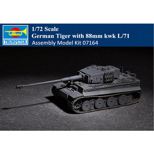 Trumpeter 07164 1/72 German Tiger with 88mm kwk L/71 Tank Plastic Assembly Model