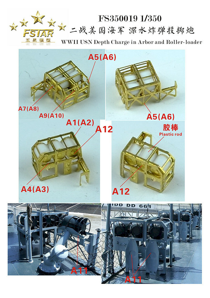 Fivestar PE 1/350 WWII USN Depth Charge in Arbor and Roller-loader FS ...