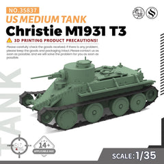 SSMODEL SS35837 1/35 Military Model Kit US Christie M1931 T3 Medium Tank