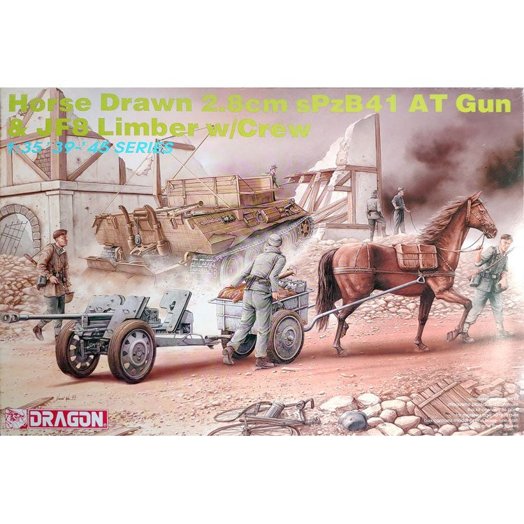 Dragon 6079 1/35 Horse Drawn 2.8cm sPzB41 AT Gun & JFB Limber W/Crew Model Kit