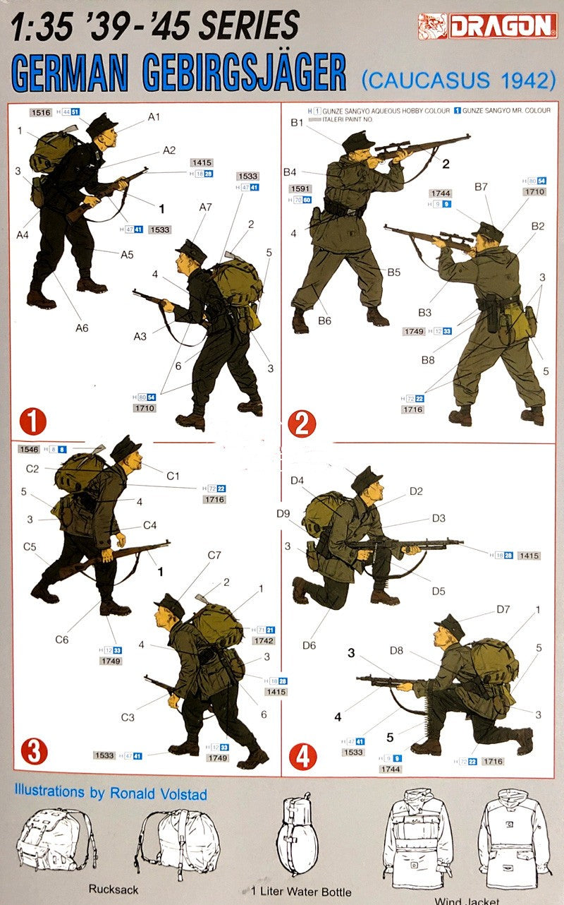 Dragon 1/35 6045 WWII German Gebirgsjager (Caucasus 1942) (4 Figures)
