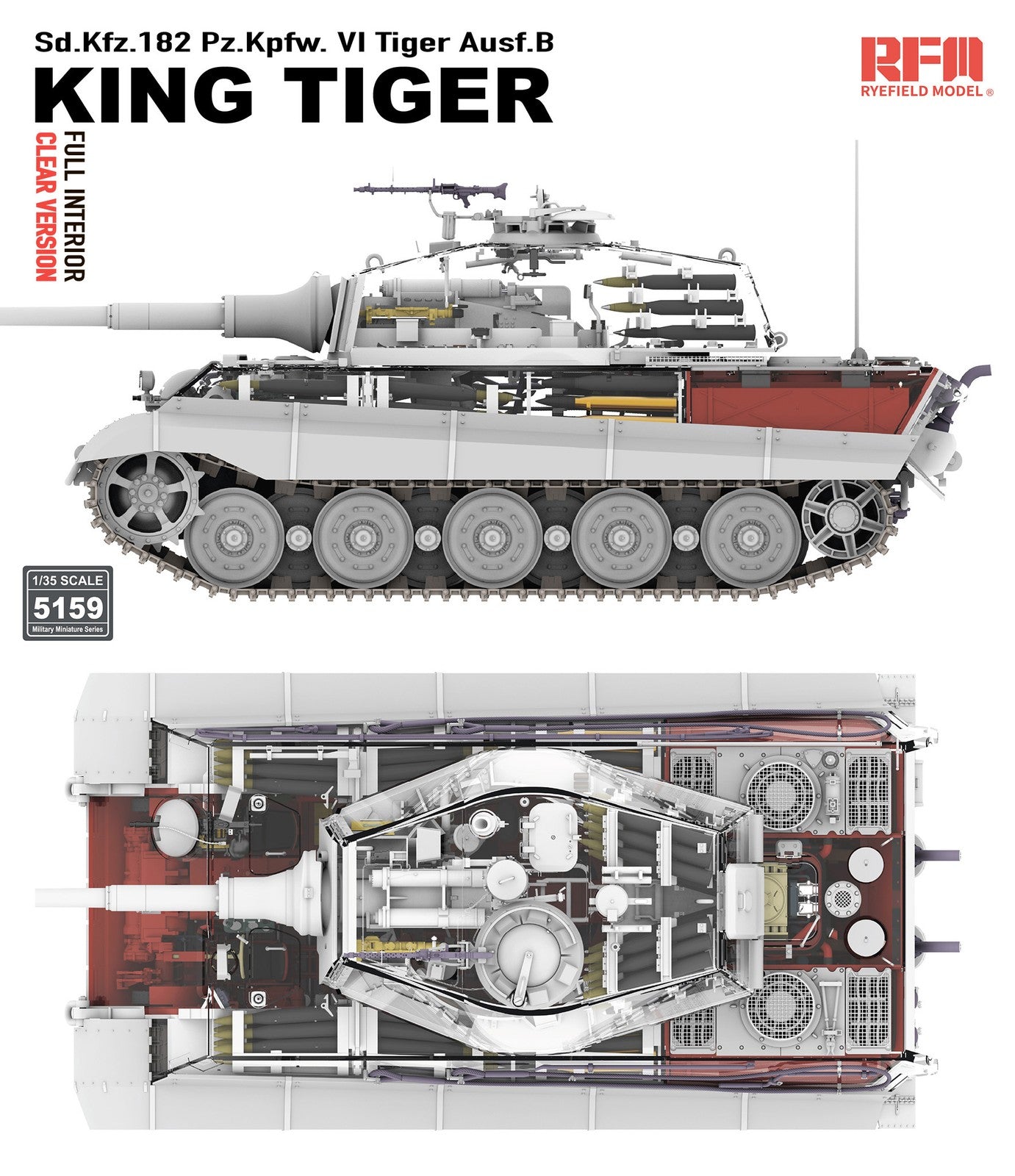 RYE FIELD 5159 1/35 Sd.Kfz.182 Pz.Kpfw.VI Tiger Ausf. B King Tiger Full Interior — detail view 2