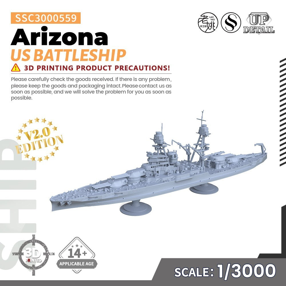 SSMODEL SSC3000559 1/3000 Military Model Kit US Arizona Battleship