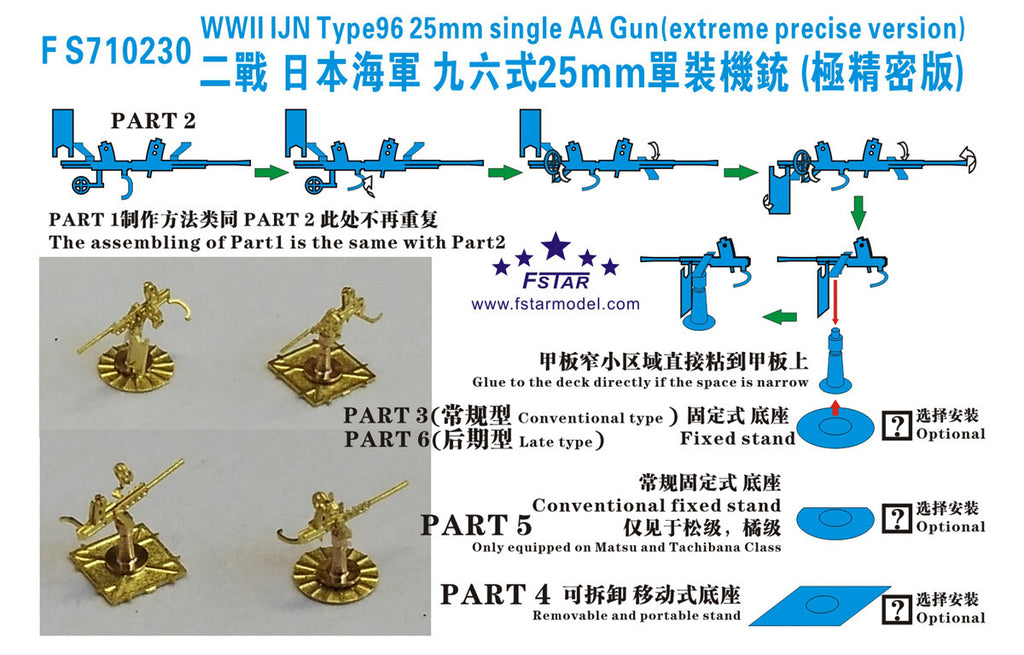 Fivestar PE 1/700 WWII IJN Type96 25mm Single AA Gun(12 sets) FS710230