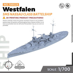SSMODEL SS700519 1/700 Military Model Kit SMS Nassau Class Westfalen Battelship