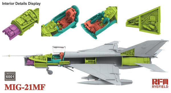 RYE FIELD Model RFM6001 1/48 Soviet MIG-21MF Fighter Precision Assembly Kit
