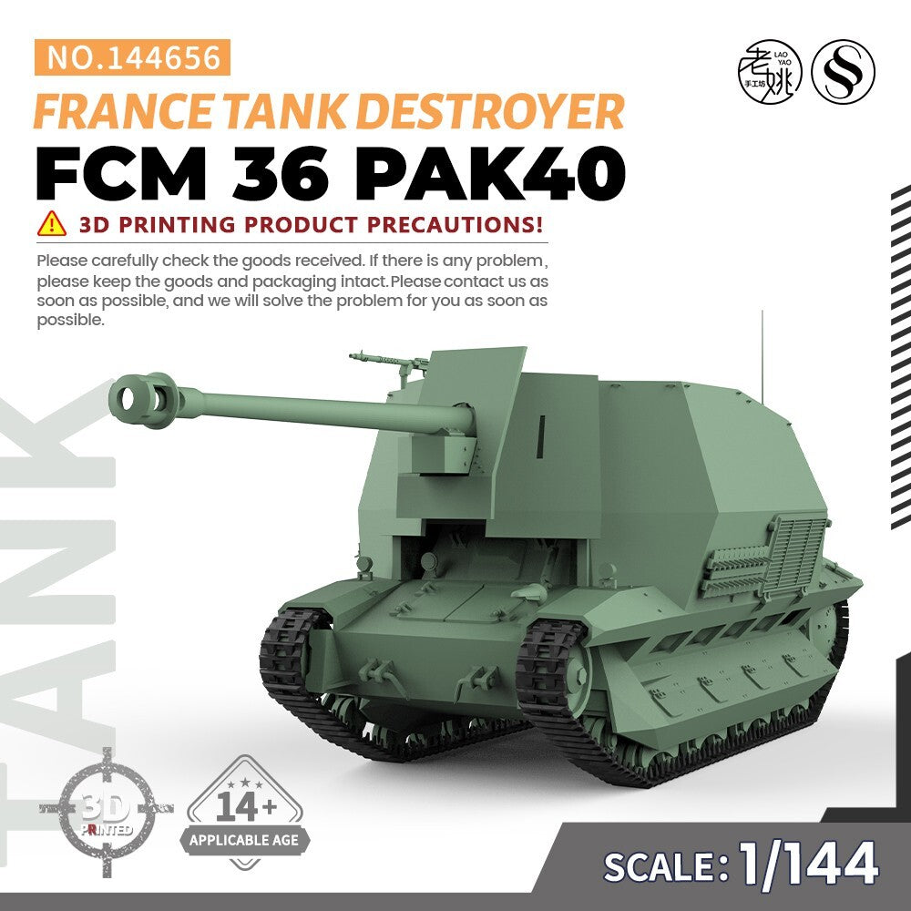 SSMODEL SS144656 1/144 Military Model Kit France FCM 36 PAK40 Tank Destroyer