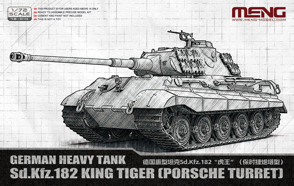 MENG 72-010 1/72 German Heavy Tank Sd.Kfz. 182 King Tiger(Porsche Turret) Kit