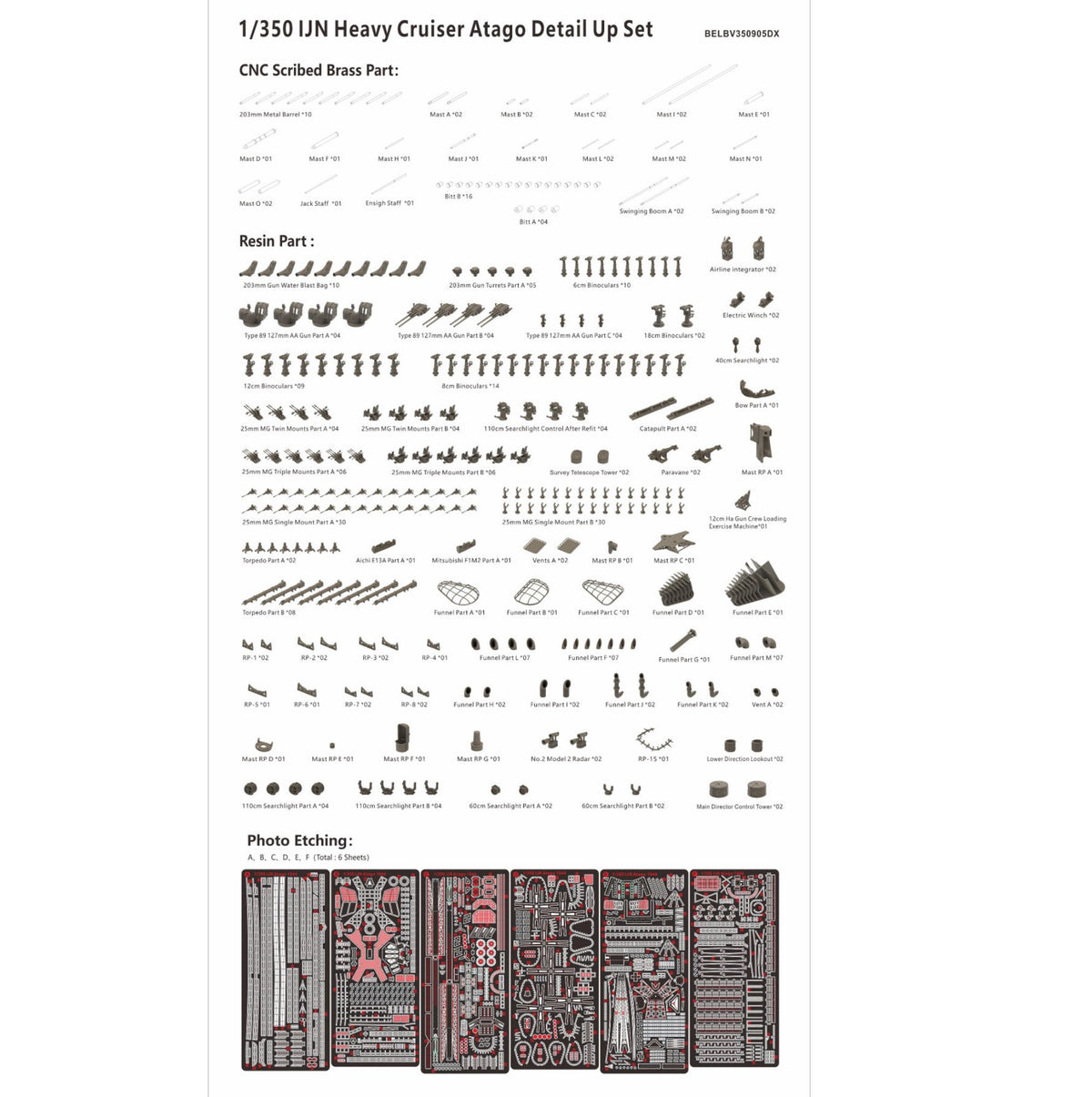VERYFIRE BELBV350905DX 1/350 IJN Heavy Cruiser Atago (Deluxe Version) Model Kit — detail view 6