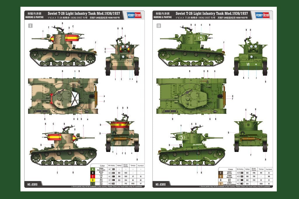 HobbyBoss 83810 1/35 Soviet T-26 Light Infantry Tank Mod.1936/1937