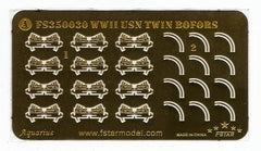 FIVE STAR FS350030 1/350 WWII USN Twin Bofors AA Gun 3D Print Brass Pe