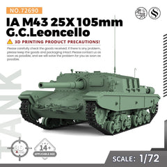 SSMODEL 72690 1/72 25mm Military Model Kit Italy M43 105mm/L25 G.C.Leoncello