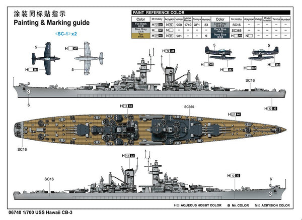 Trumpeter 06740 1/700 USS Cruiser Hawaii CB-3