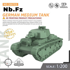 SSMODEL SS200703 1/200 Military Model Kit German Nb.Fz Medium Tank