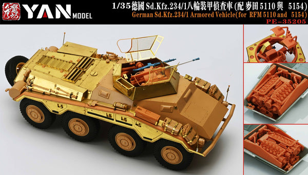 YAN MODEL PE-35205 1/35 German Sd.Kfz.234/1 Armored Vehicle(for RFM 5110&5154)