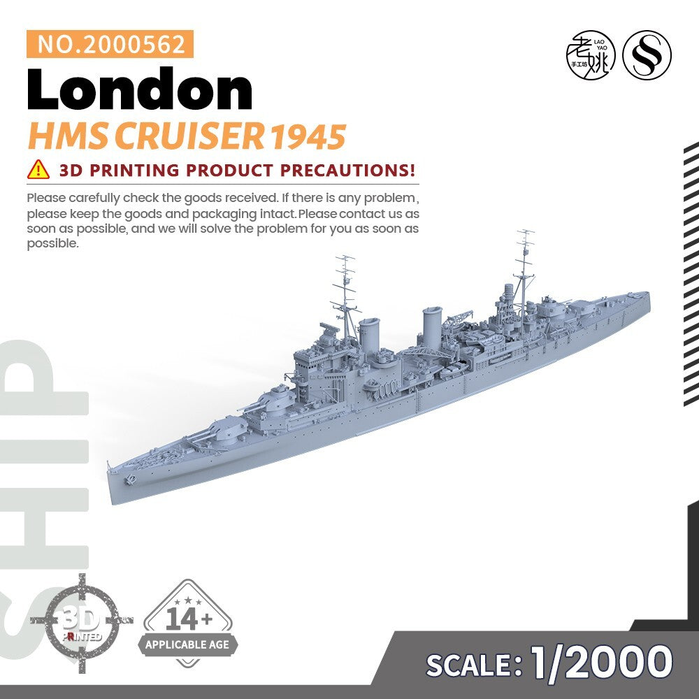 SSMODEL SS2000562 1/2000 Military Model Kit HMS London Cruiser 1945