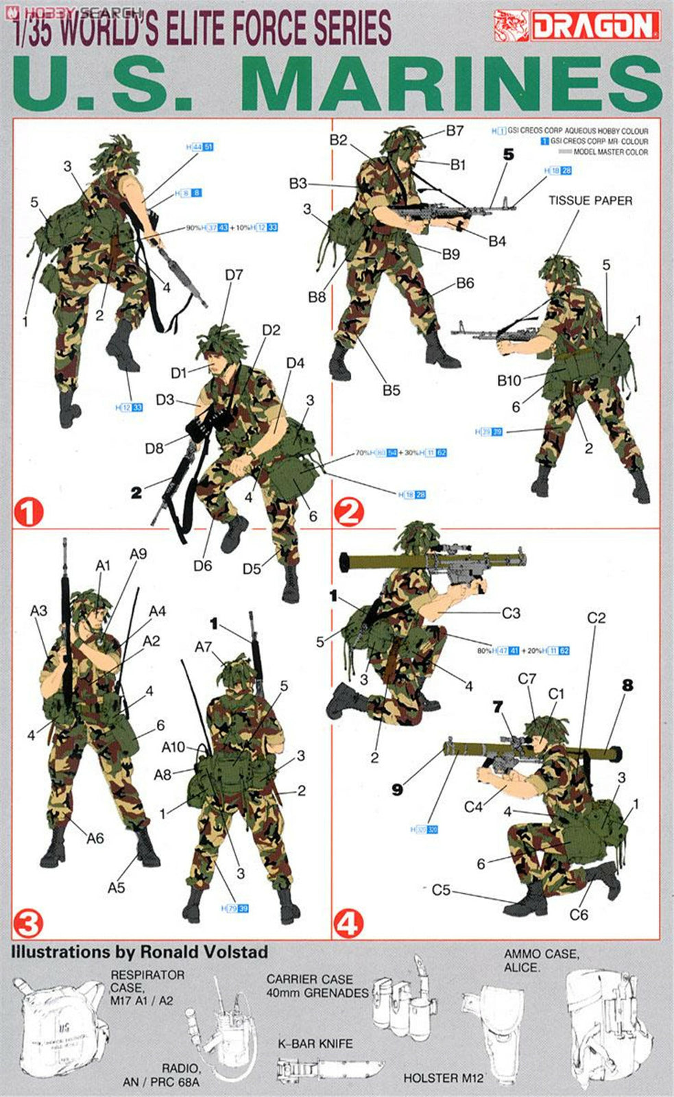 DRAGON 3007 U.S. MARINES 1/35 Kits Soldiers 4 figures model