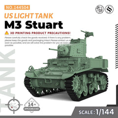 SSMODEL SS144504 1/144 Military Model Kit US M3 Stuart Light Tank