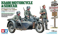 Tamiya 35384 1/35 Scale Military Model Kit WWII German KS600 Motorcycle &Sidecar