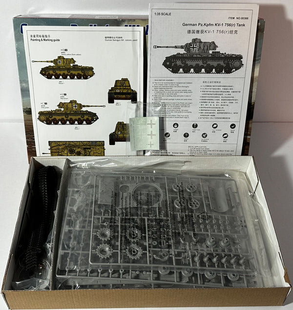 Parts Sealed Trumpeter #00366 1/35 Scale German Pz.Kpfm KV-1 756(r) Tank - 2009