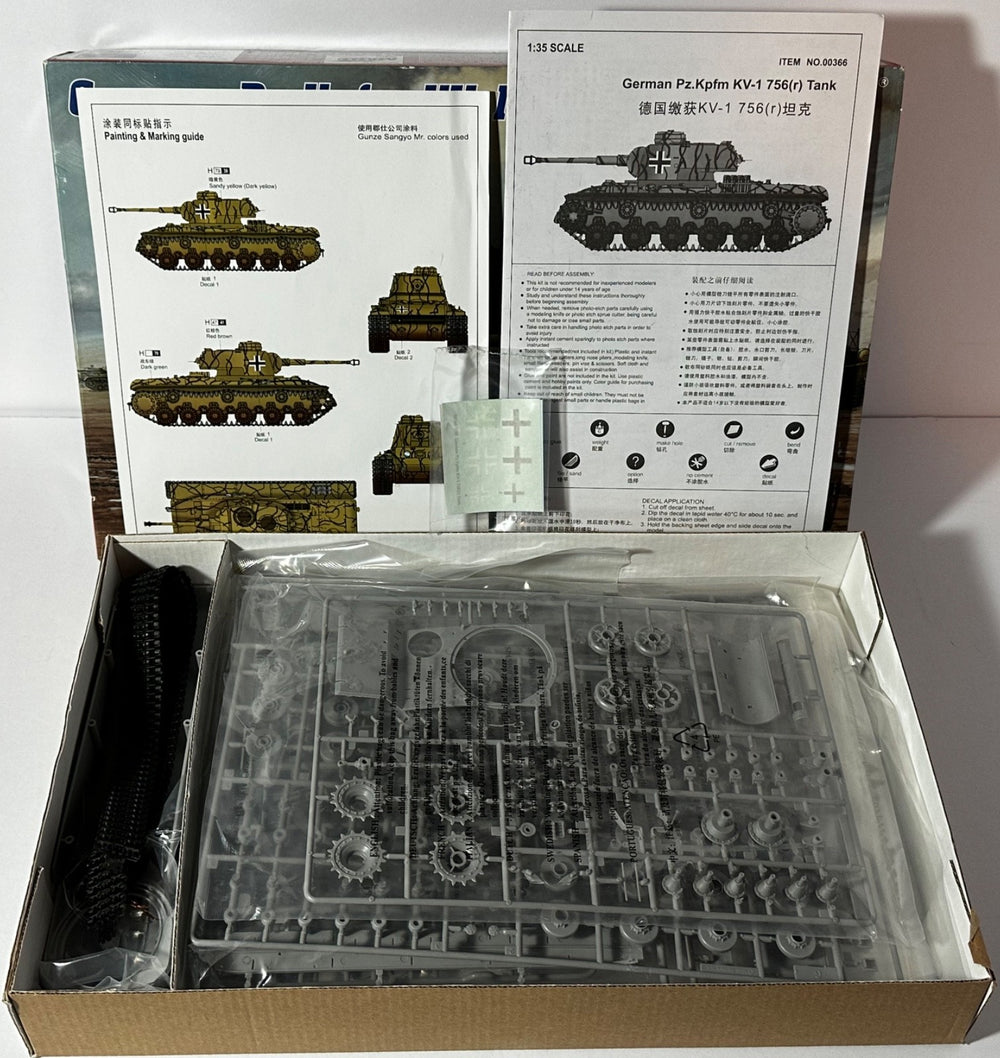 Parts Sealed Trumpeter #00366 1/35 Scale German Pz.Kpfm KV-1 756(r) T ...