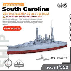 SSMODEL SSC350513S-A 1/350 Model Kit USN South Carolina Battleship BB-26 FULL HU