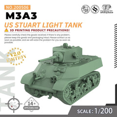 SSMODEL SS200506 1/200 Military Model Kit US M3A3 Stuart Light Tank