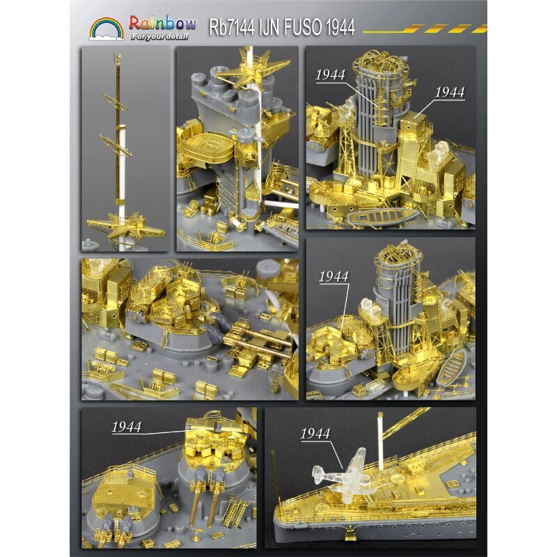 Rainbow PE 1/700 IJN Battleship Fuso 1944 upgraded set for Fujimi 401188 RB7144 — scale model kit