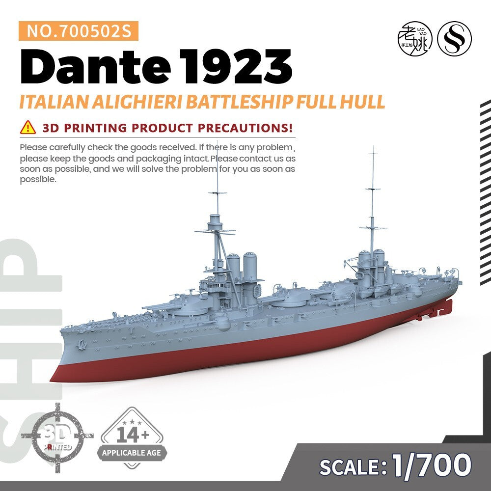 SSMODEL SS700502S 1/700 Military Italy Dante Alighieri Battleship 1923 Full Hull