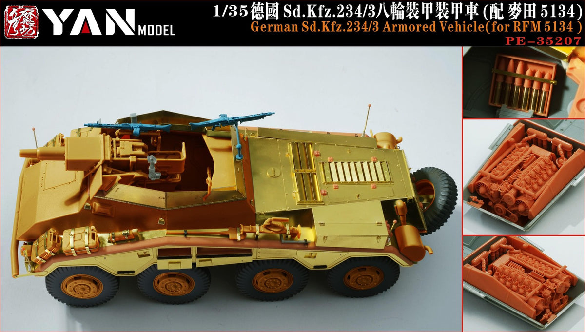 YAN MODEL PE-35207 1/35 German Sd.Kfz.234/3 Armored Vehicle(for RFM 5134)